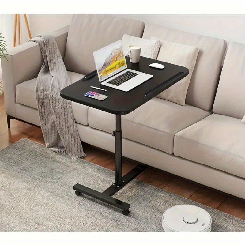 Height Adjustable Rotatable Bedside Table with Hardwood Fiberboard and Metal Frame for Dorms and Homes