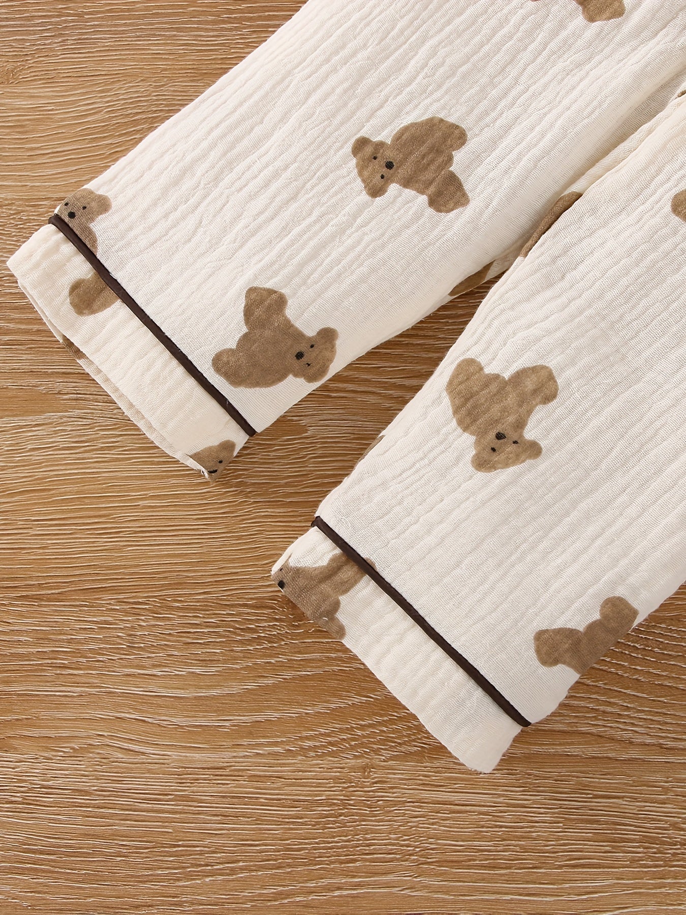 Boys Fall Winter Cotton Long Pant Set with Bear Print Casual Kids Pajama Set