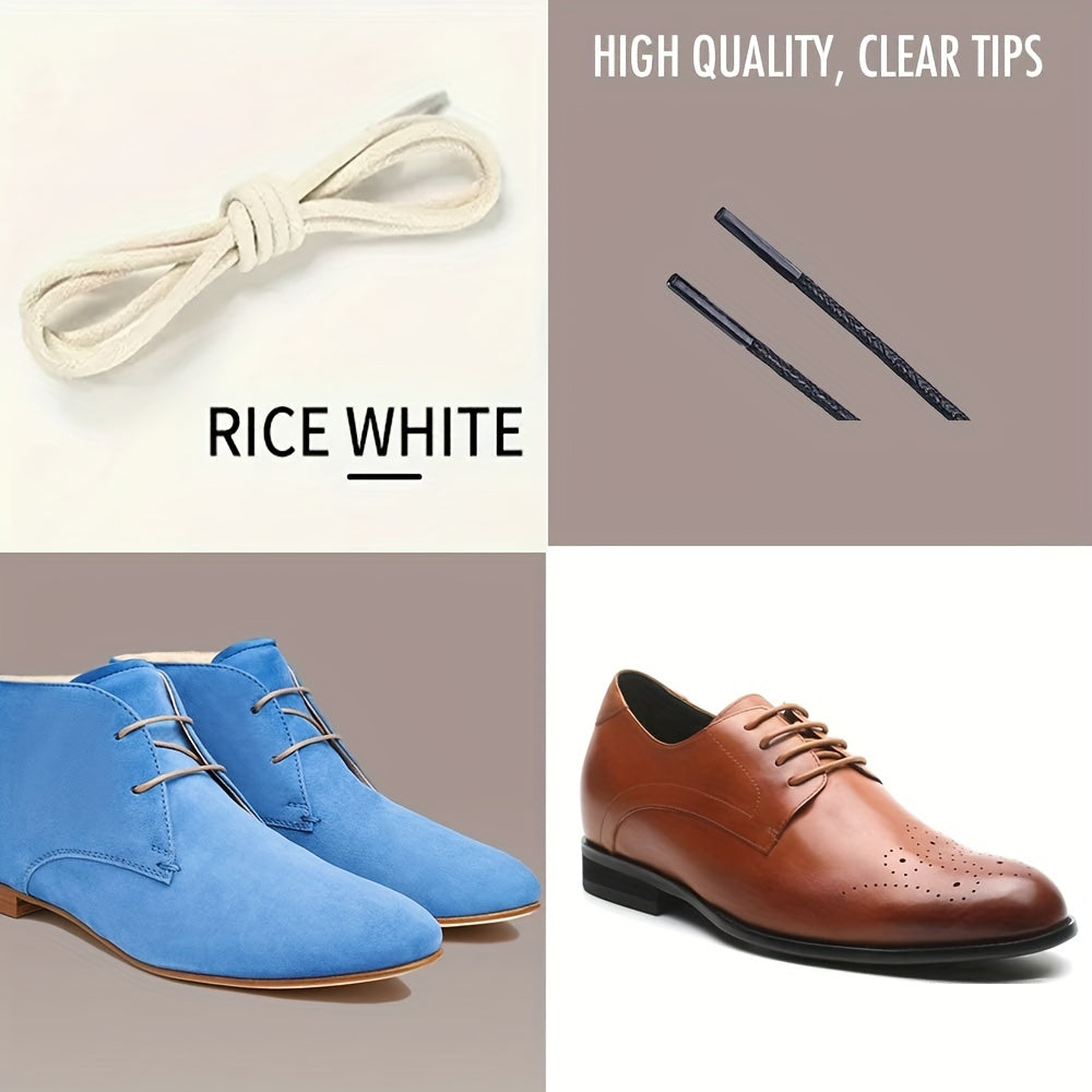 5 Pairs Waxed Thin Round Leather Shoe Laces for Dress and Casual Boots