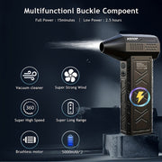 High-Speed Mini Handheld Air Blower with LED Light, Rechargeable 10000mAh Battery