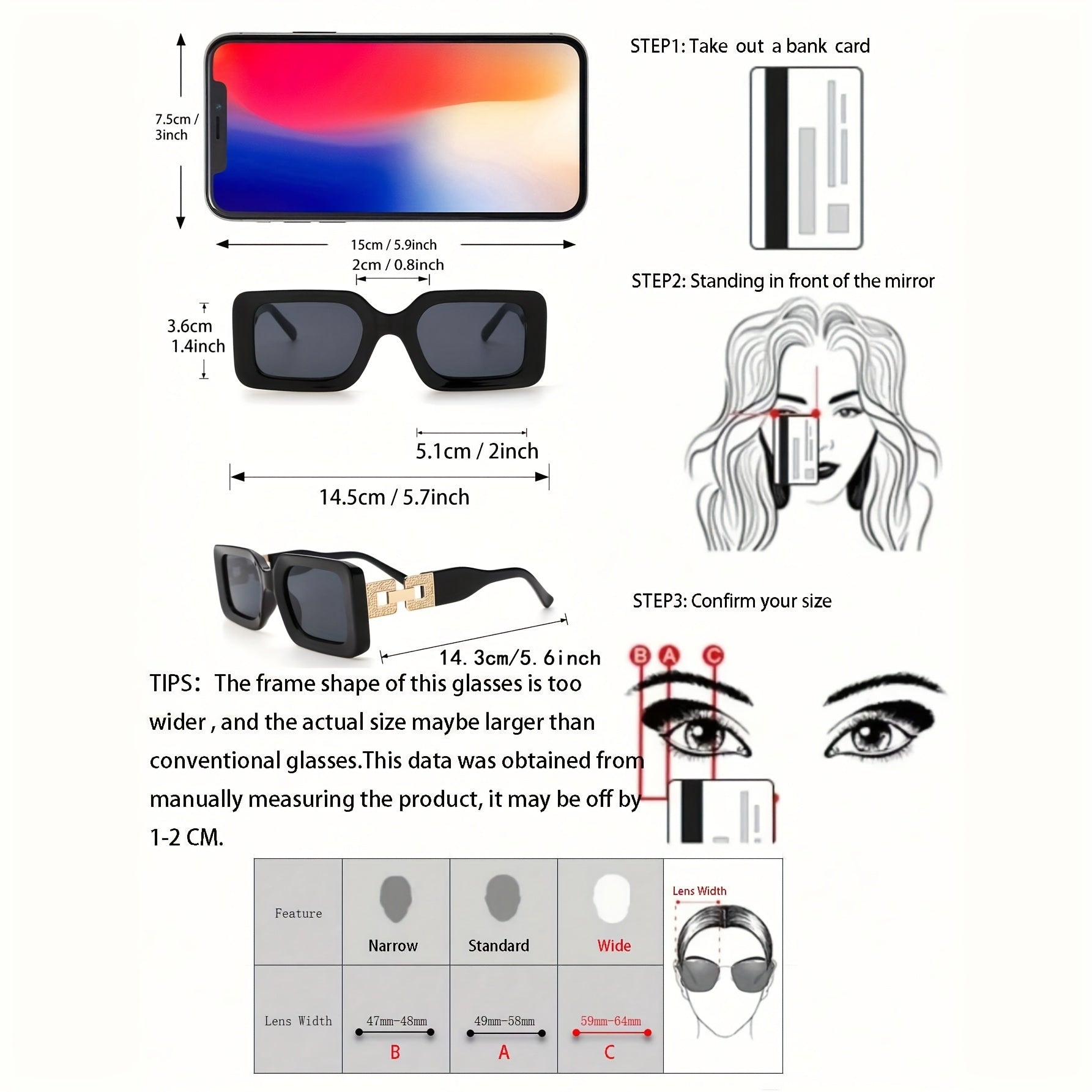 Square Frame Glasses with Chain Detail for Parties and Outdoor Activities