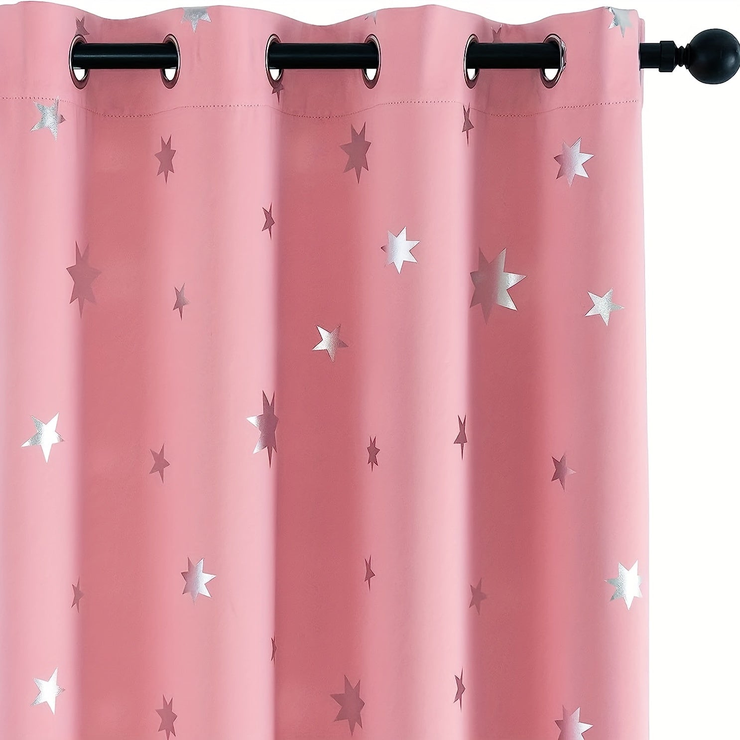Blackout Curtains with Star Foil Print Thermal Insulated Room Darkening for Bedroom