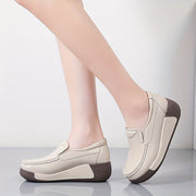 Women's Wedge Loafers Leather Comfortable and Elegant Shoes