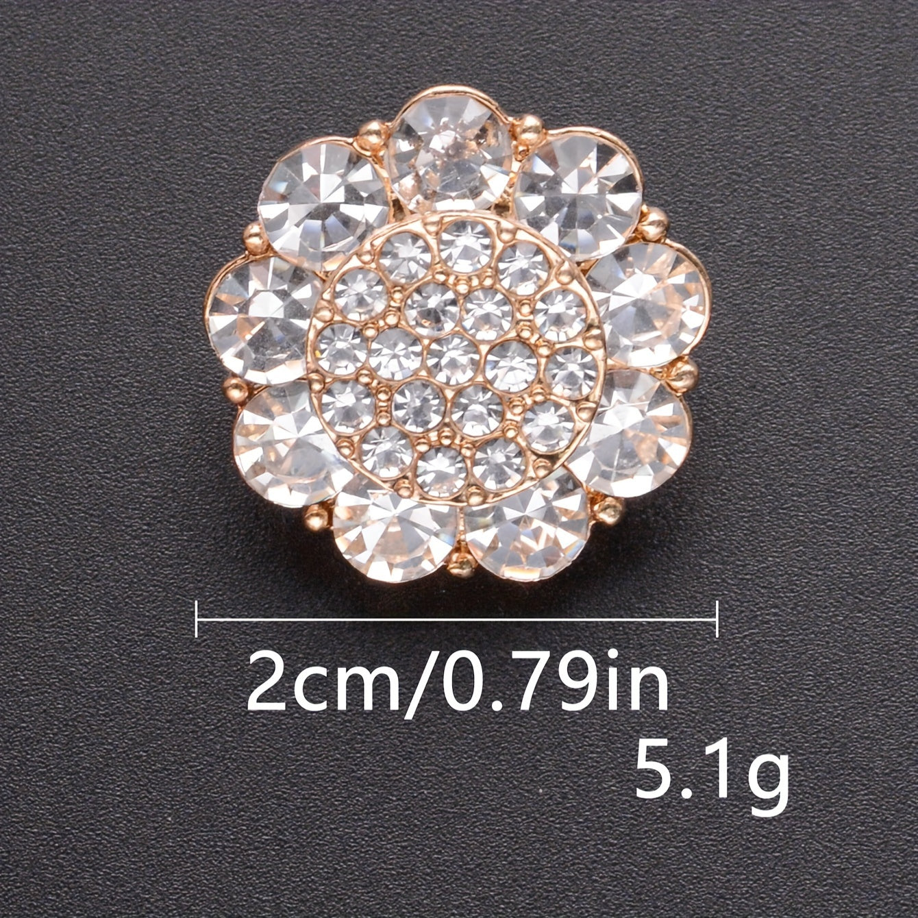 Set of 4 Alloy Flower-Shaped Rhinestone Buttons for DIY Fashion Crafts
