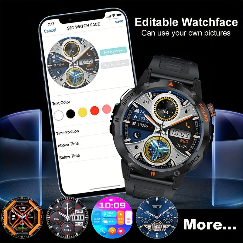 Reloj inteligente para hombres con linterna, podómetro, inalámbrico 5.0, recargable, IP67, para exteriores