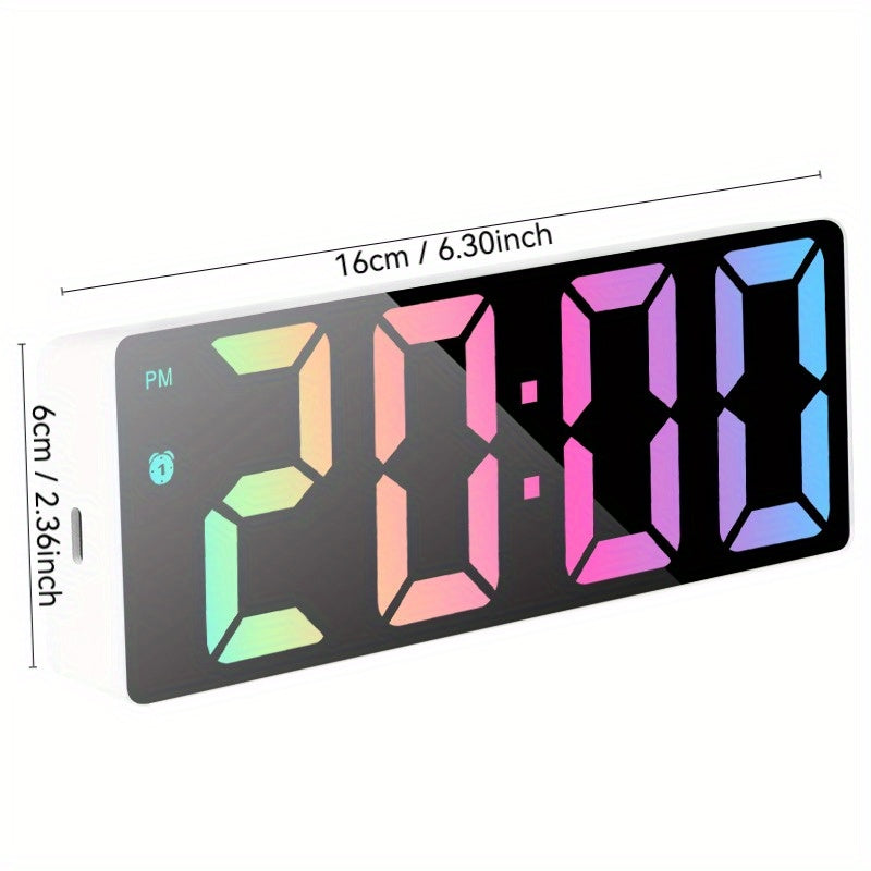 Modern LED Digital Clock with Temperature Display Adjustable Brightness Alarm Battery-Powered Black Desk Clock