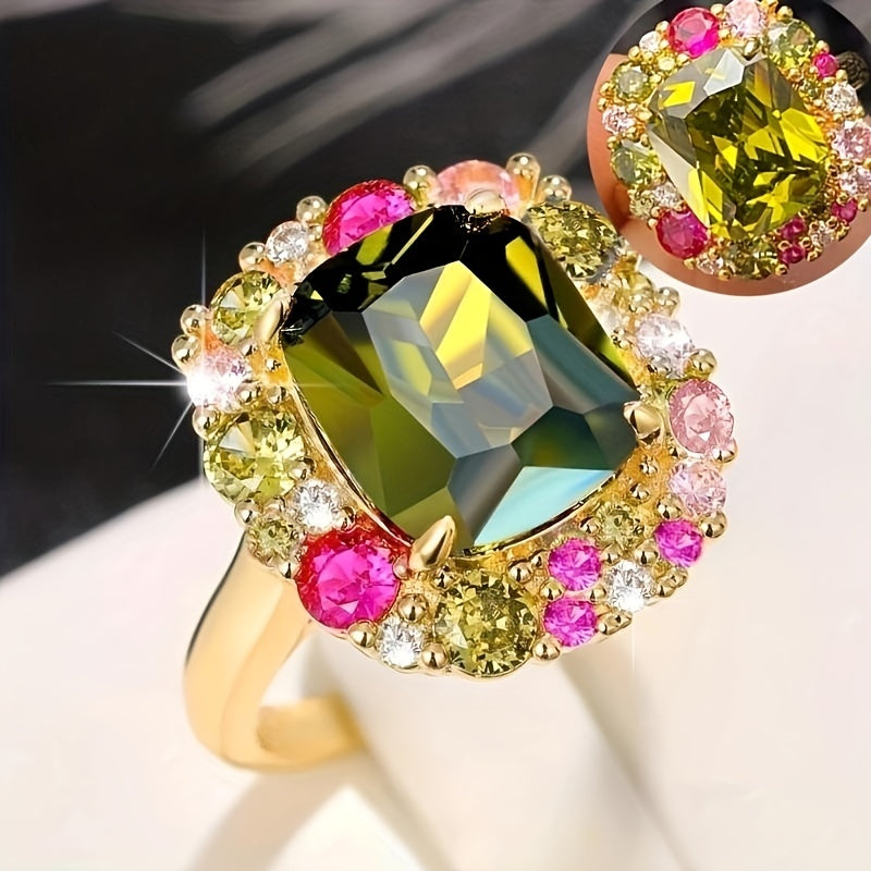 Uning Maxsus Kuni Uchun Nafis Yashil Sintetik Qimmatbaho To'plam Halqa