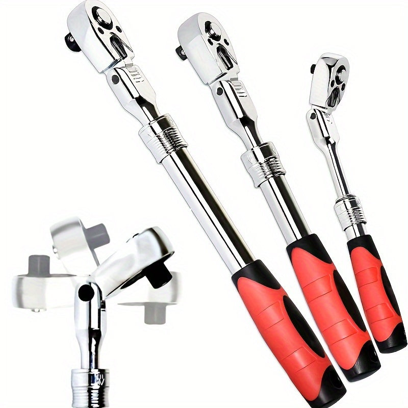 Llave de carraca telescópica de acero cromo vanadio universal 1/4 3/8 1/2 de 72 dientes