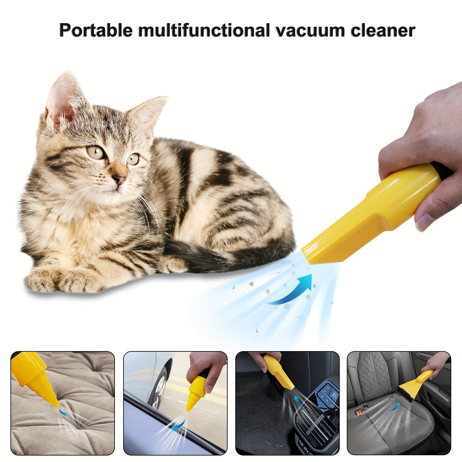 Car Vacuum Cleaner with Suction and Blowing Functions for Interior Cleaning 12V Portable Cylinder Style