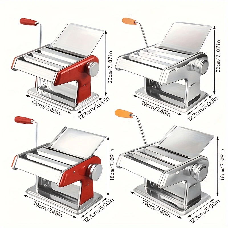 Stainless Steel Pasta Maker with 6 Adjustable Thickness Settings and Hand Crank