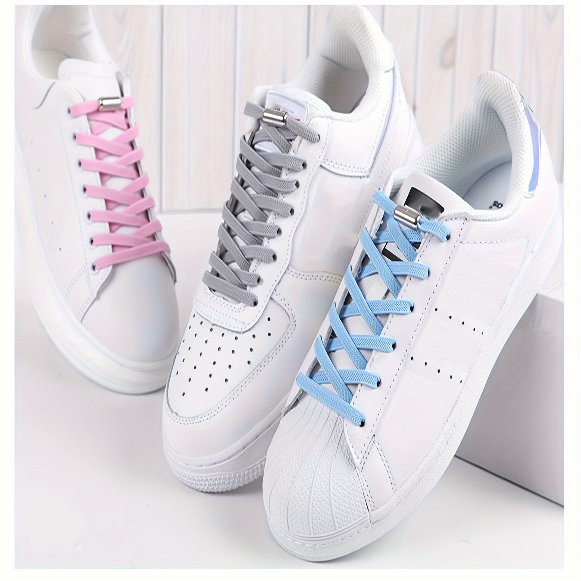 Unisex Elastic Lace-Up Shoelaces 6mm Flat Colorful No-Tie Sports Casual