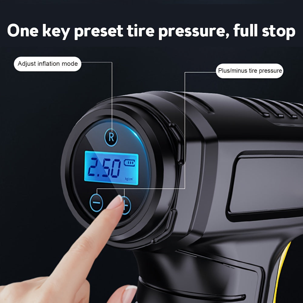 Portable Air Compressor Handheld Tire Inflator Digital Gauge LED Light Car Motorcycle Bike Ball