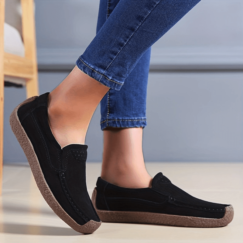 Women's Lightweight Closed-Toe Slip-On Loafers for Summer with T-strap and Man Made Materials
