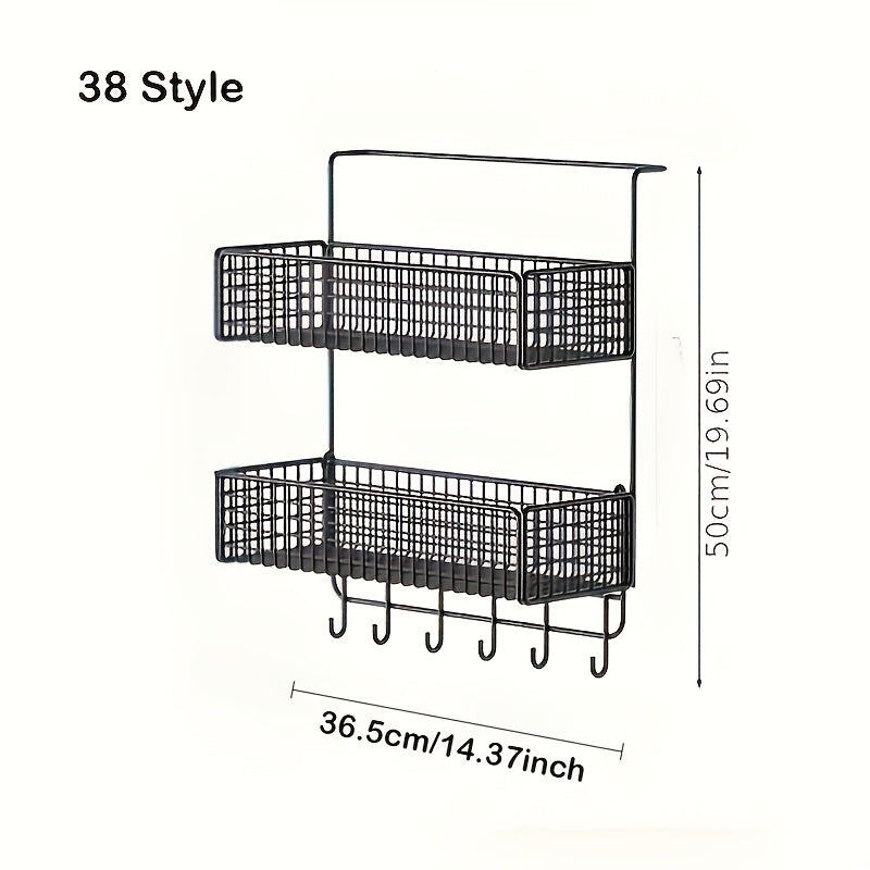 Estante de almacenamiento de cocina de metal de múltiples capas con soporte para film transparente y montaje en pared