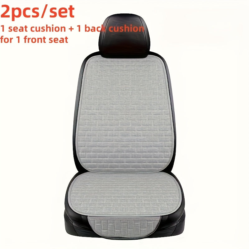 Luxury Linen Car Seat Covers Set of 2 Waterproof Non-Slip Stain-Resistant