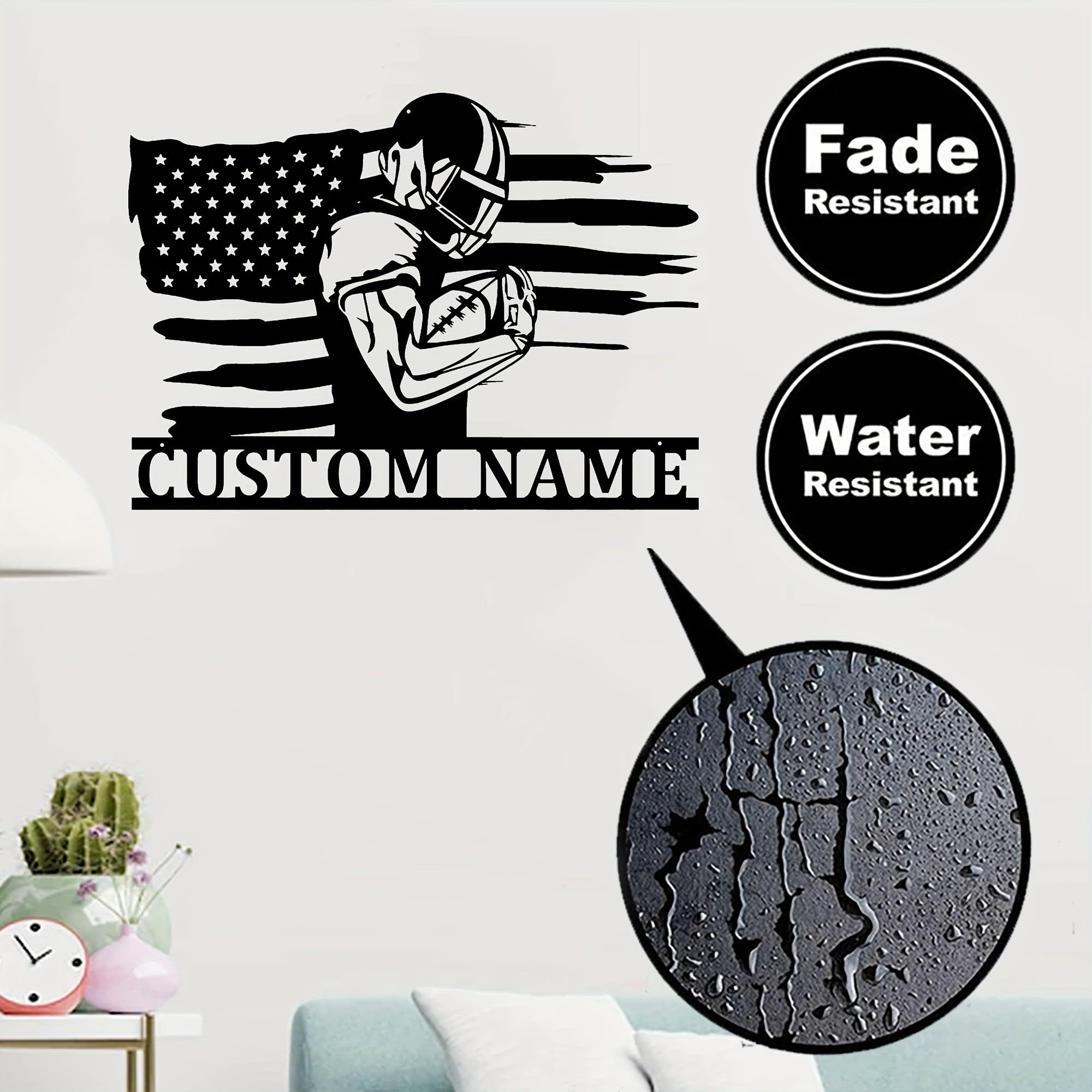 Custom Football Metal Sign with Name for Boys Room Decor or Gift