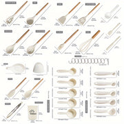 38-Piece Silicone Utensil Set with Wooden Handles Non-Stick Kitchen Gadgets