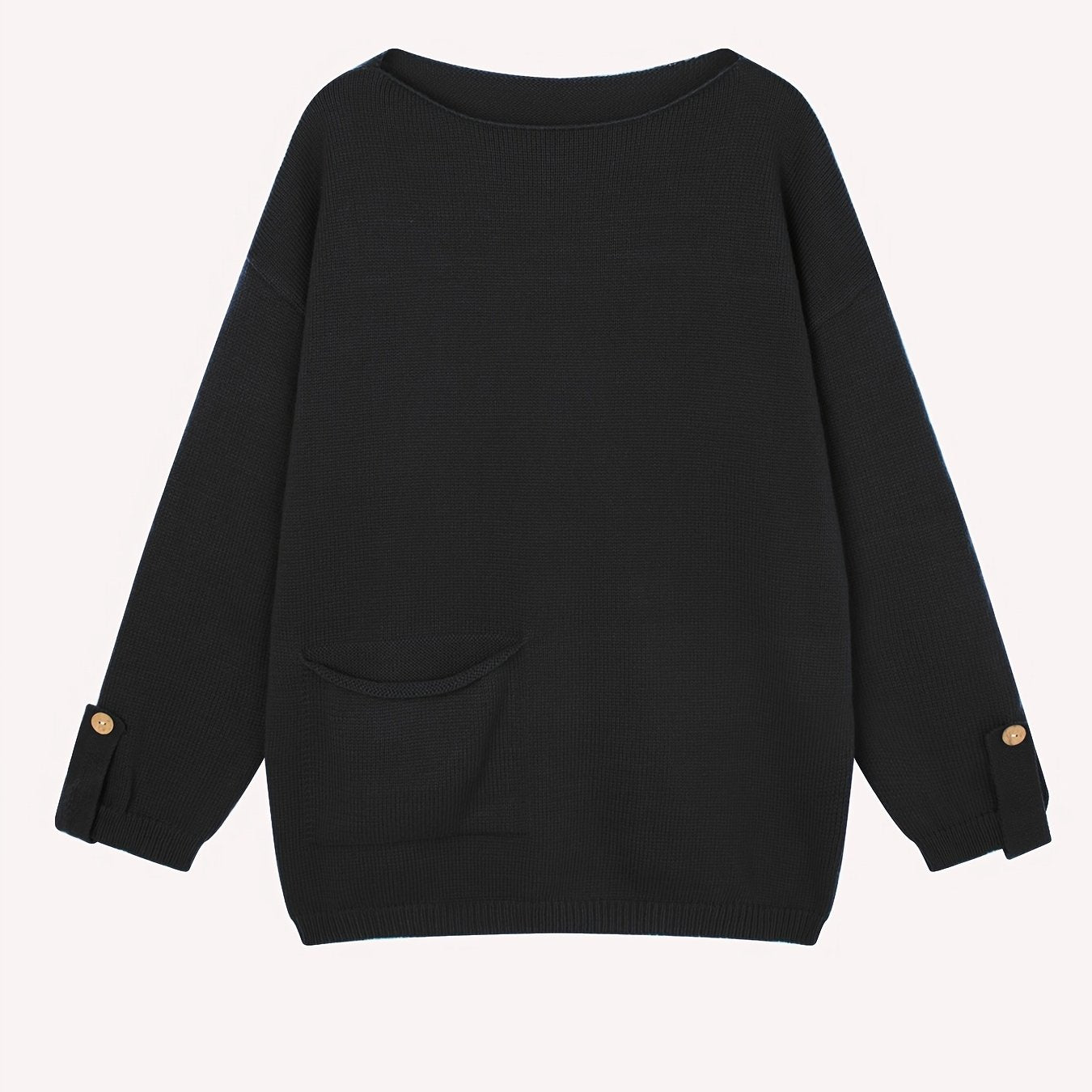 Plus-Size Women's Autumn Winter Sweater with Pockets and Slanted Shoulders