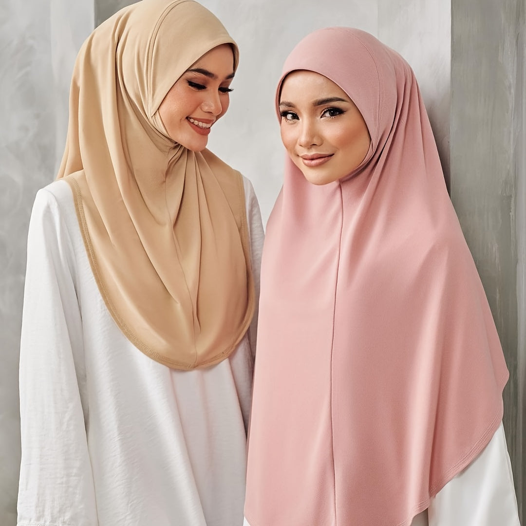 Women's Instant Hijab Solid Color Breathable Polyester for Outdoor Activities