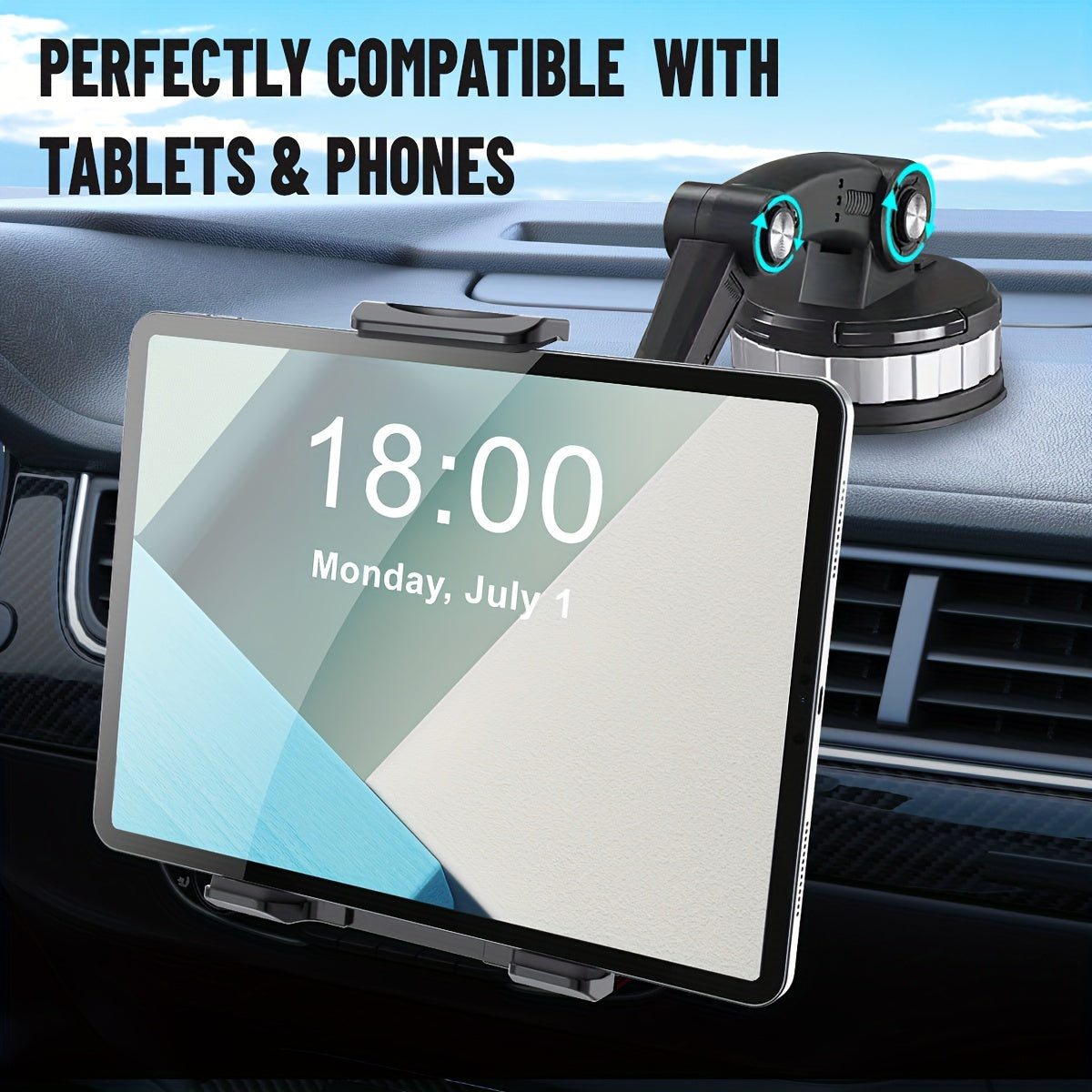 Soporte universal para tablero de coche para tablet y teléfono con succión fuerte 10-33cm