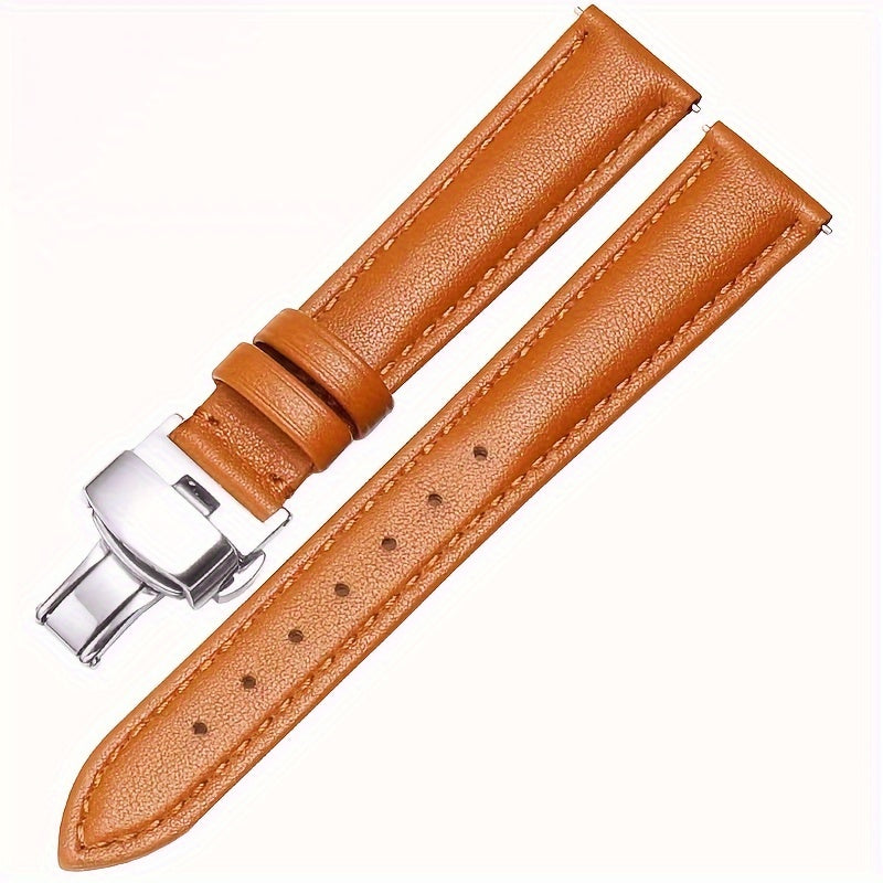 PU Leather Watch Strap with Automatic Butterfly Buckle, Various Sizes for Business or Gift