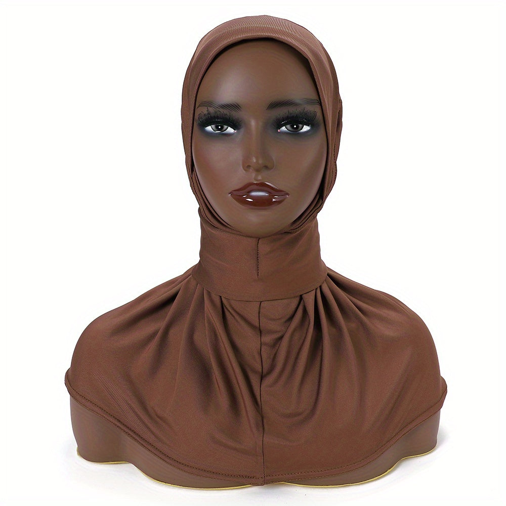 Solid Color Hijab for Women with Elastic Back and Snap Closure