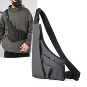 Men's Waterproof PU Leather Chest Bag with Triangle Shape and Versatile Use