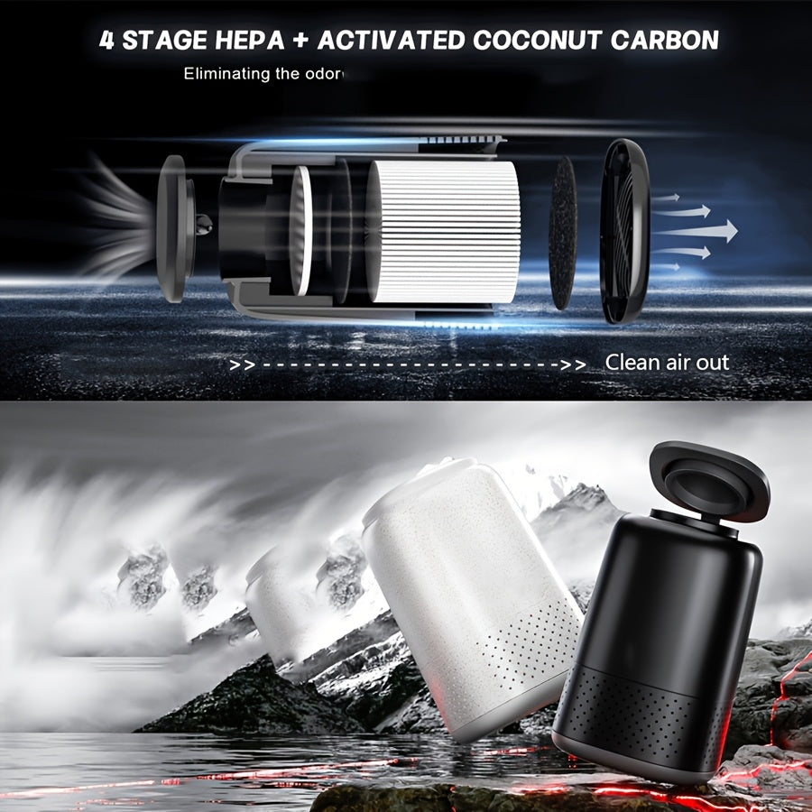 Портативный очиститель воздуха с HEPA и активированным угольным фильтром для удаления запахов и дыма