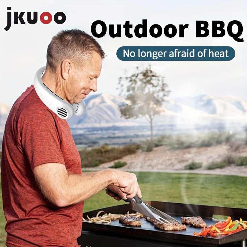 Portable Neck Fan with Digital Display, 5-Speed, USB Rechargeable, Personal Wearable Fan