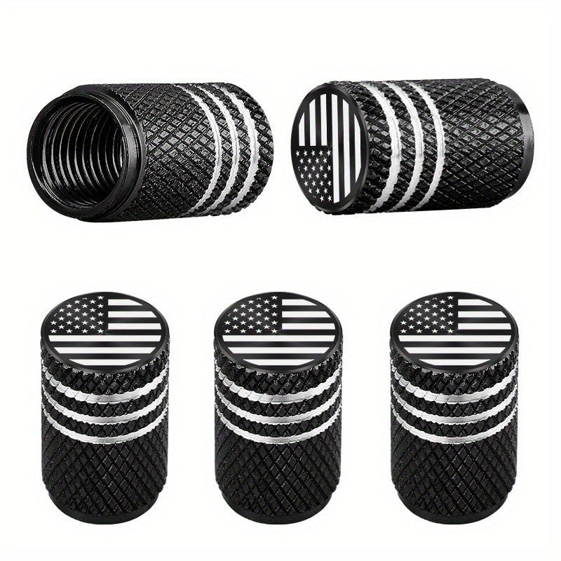 5pcs Patriotic American Flag Aluminum Alloy Tire Valve Caps Leak-Proof Corrosion-Resistant