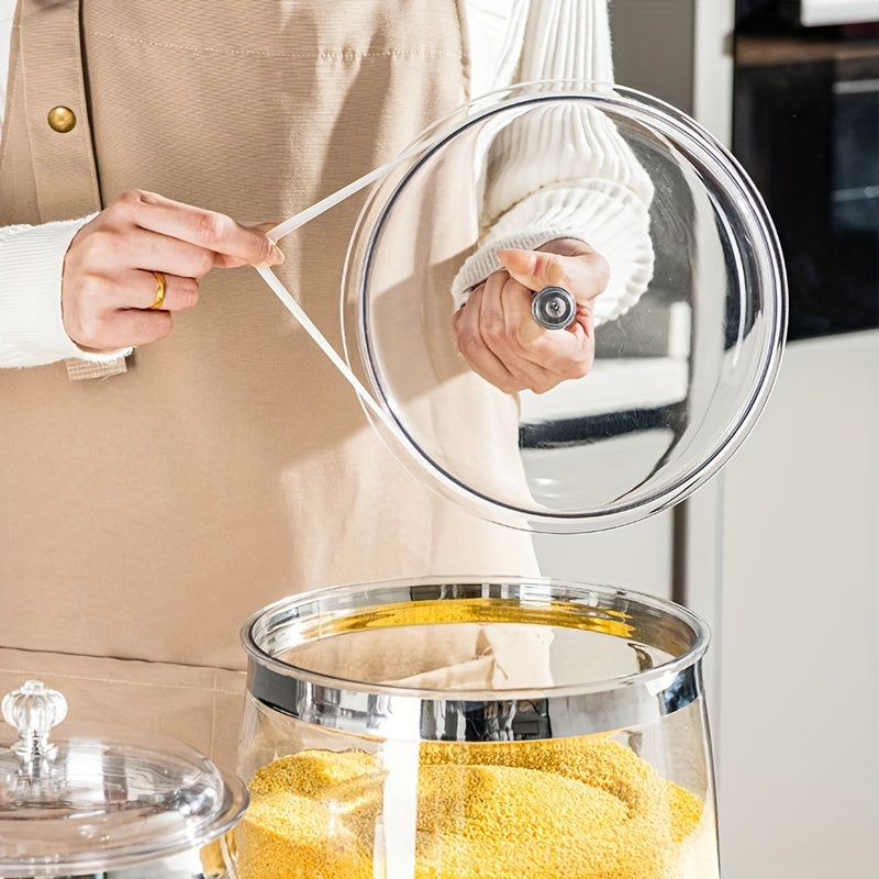 Large PET Transparent Storage Jar for Pickles Nuts Grains and Snacks Reusable Round Flip Top