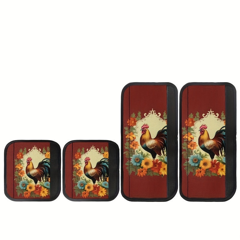 4-to'plam Qo'ycha Tasviri Muzlatgich Qo'lqoplari Polyester Antiskid Oshxona Dekori