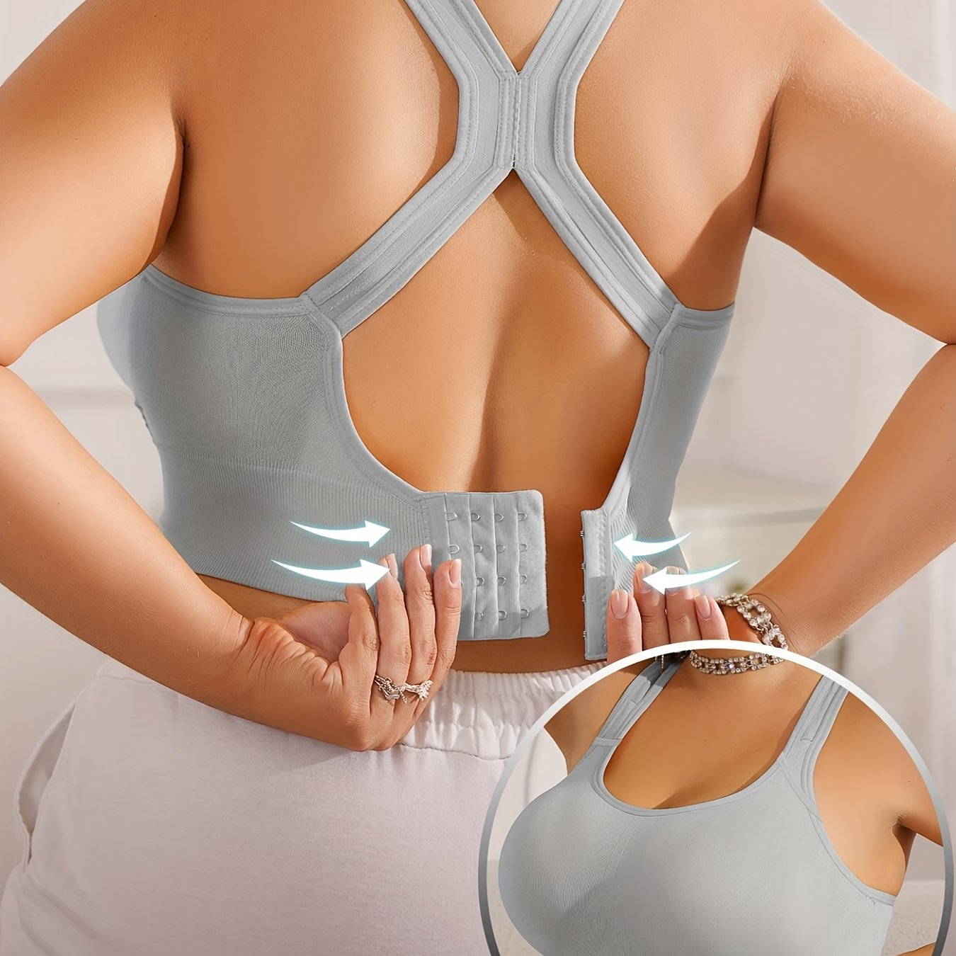 Women's Plus Size Sports Bra Yoga Gym Support Removable Padding Gray