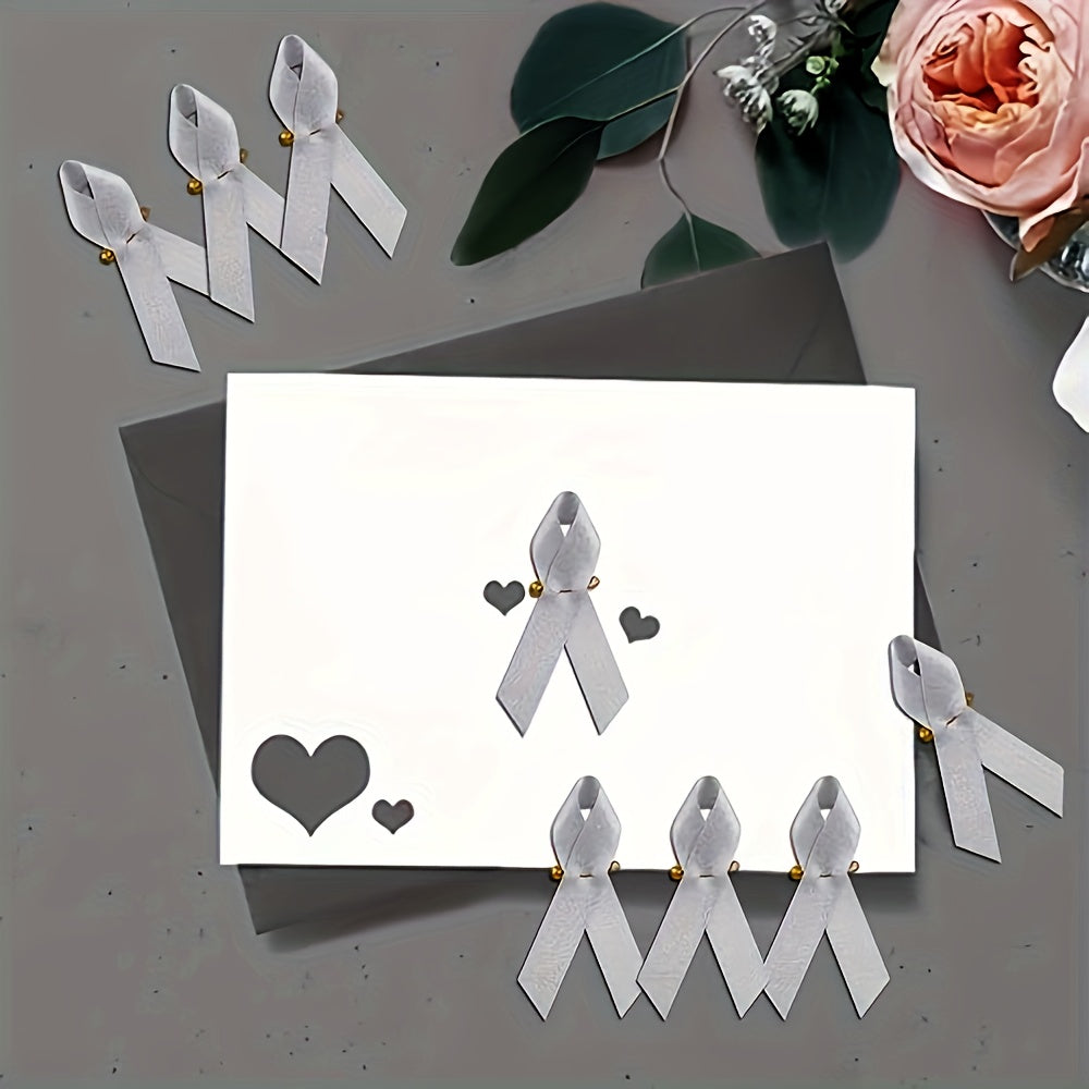 Set of 100 Gray Ribbon Awareness Pins for Diabetes Lung Cancer and Asthma Support