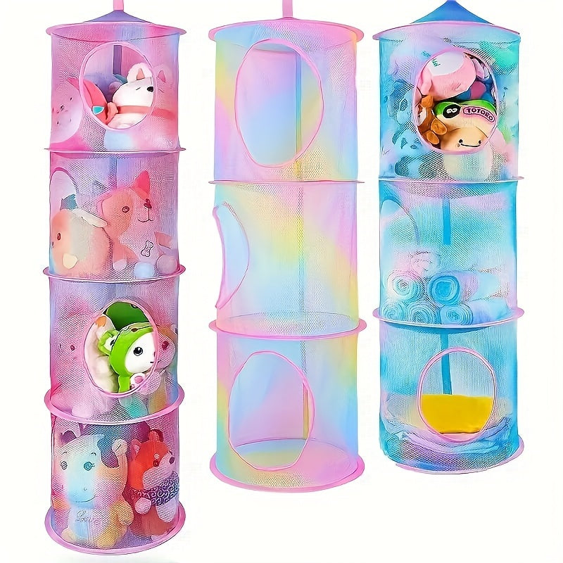 Foldable Storage Organizer 3-Tier Space-Saving Polyester for Toys Clothes Socks