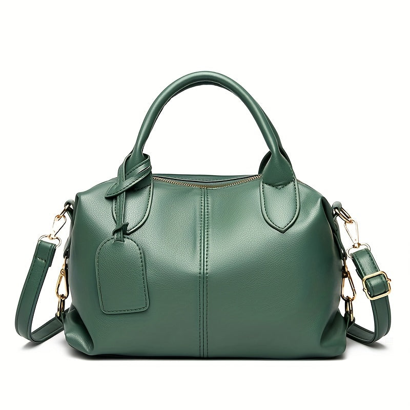 Elegant Faux Leather Shoulder Bag with Removable Strap and Zipper Closure in Multiple Colors