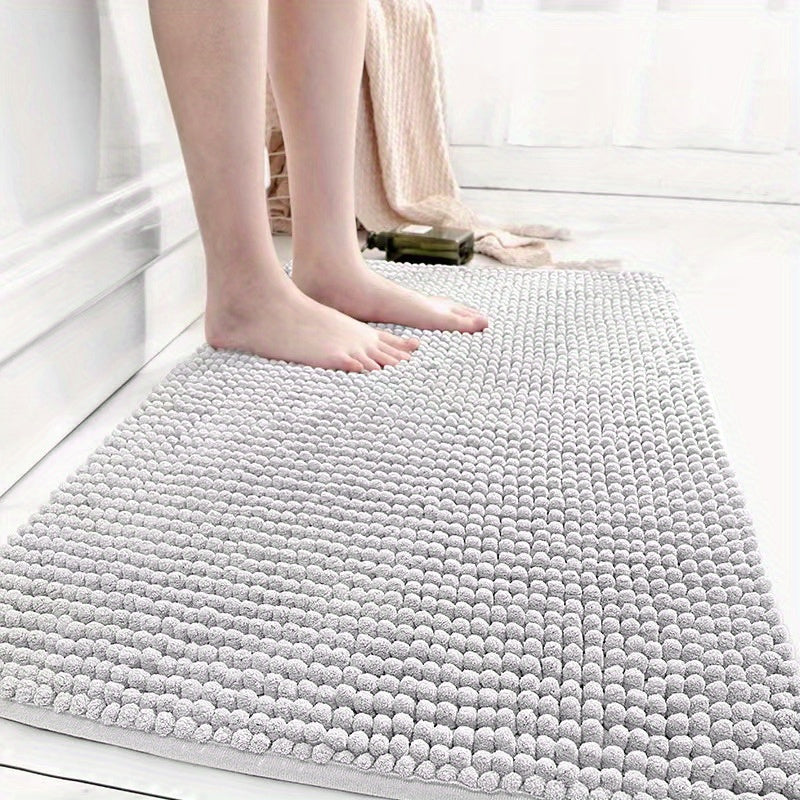 Luxurious Chenille Bath Mat 2cm Thick Non-Slip Absorbent Quick-Dry