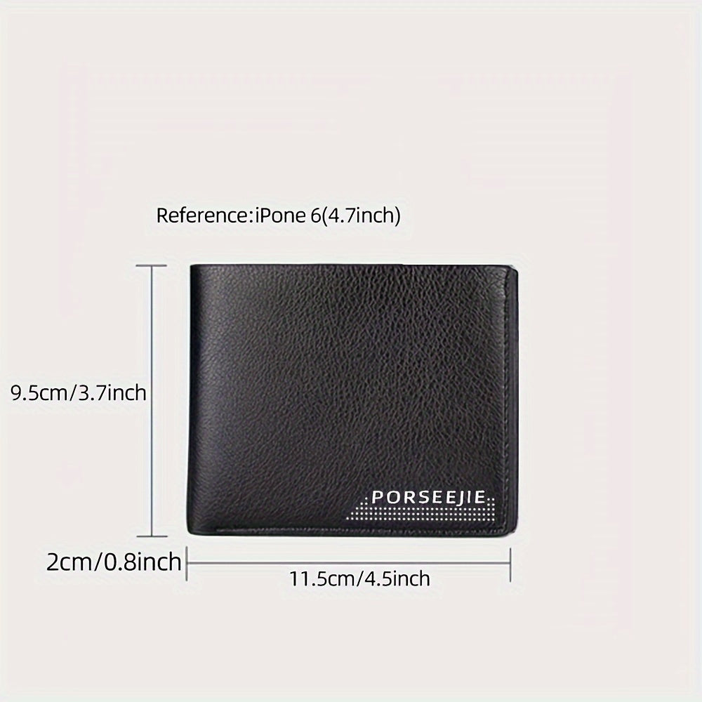 Men's Slim Faux Leather Wallet with Card Slots Large Capacity Bifold Gift