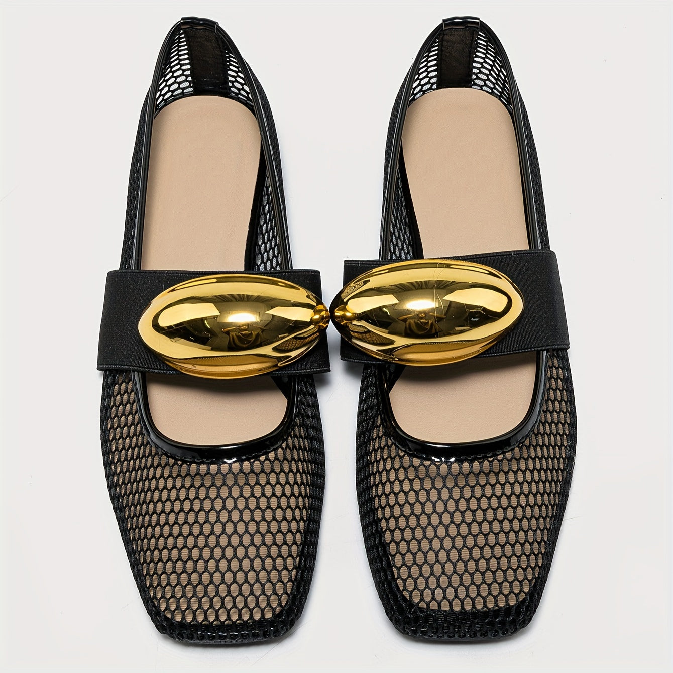Women's Metallic Slip-On Flats Lightweight Breathable Mesh Shoes