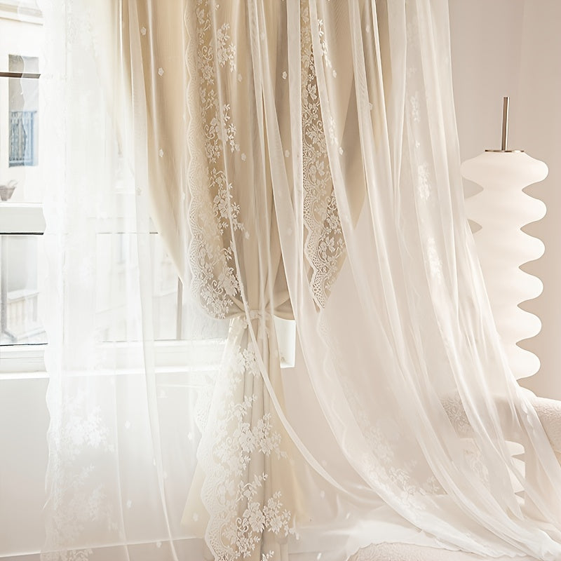 Blackout Curtains with Hooks for Bedroom Insulated Window Panels Sheer Embroidery Black