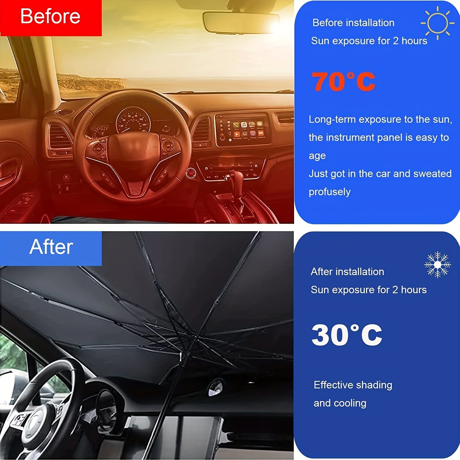 Foldable Car Sunshade UV Block Heat Protection Windshield Cover
