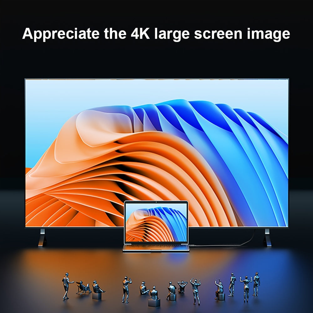 4K USB-C to HDMI Cable Thunderbolt 3/4 Compatible Flat Black for MacBook Pro iPad Pro Samsung Galaxy Surface Devices