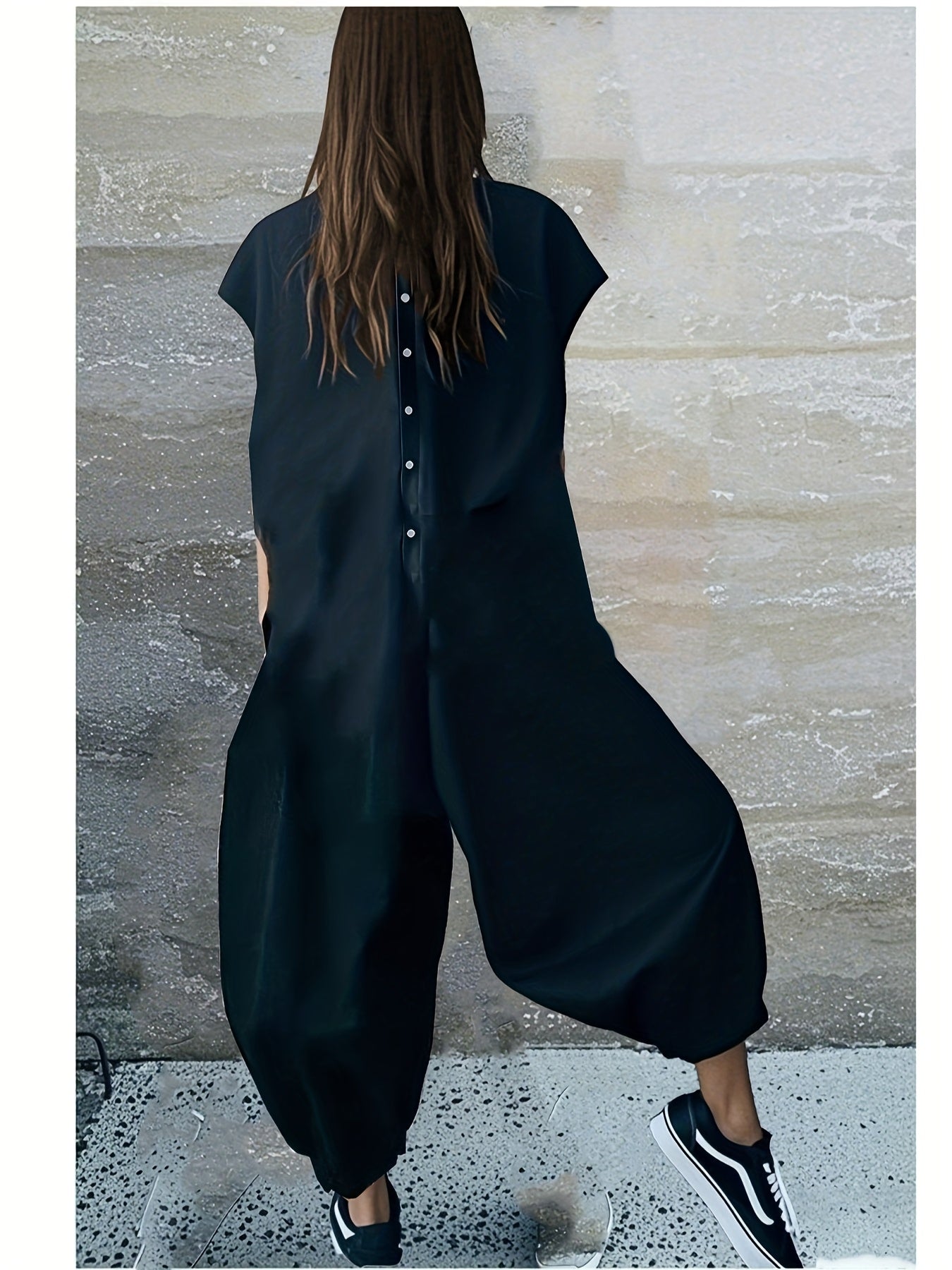 Mono de verano suelto para mujer con bolsillos, blanco, talla grande