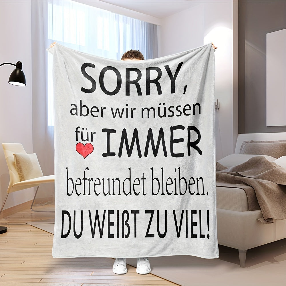 Soft Flannel Blanket for Adults Cozy Warm Throw with Humorous Sorry Quote for Couch Bed Office Camping