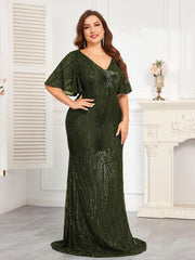 Women's Plus Size Sequin Bodycon Dress Polyester All-Season Party Gown