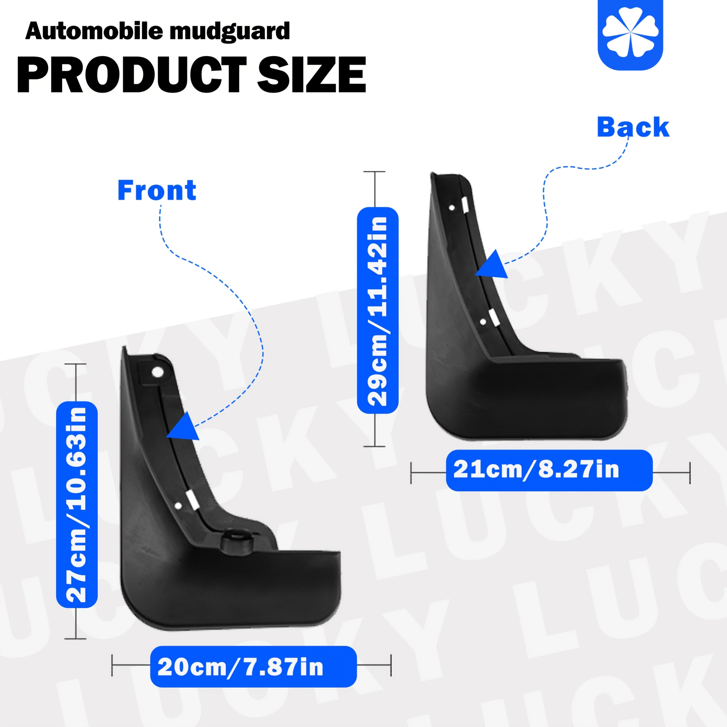 4Pcs Black Mud Flaps Splash Guards for Car Front and Rear Set