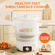 1 EU LIPWEL bug'lamali pech, 13L sig'imli, 800W, 3 ta konteyner, 60 min taymer, 2 ta suv kirish joyi, oq rang, stackable savat. Sabzavotlar, tuxum, guruch va mol go'shtini bug'lash uchun juda yaxshi.