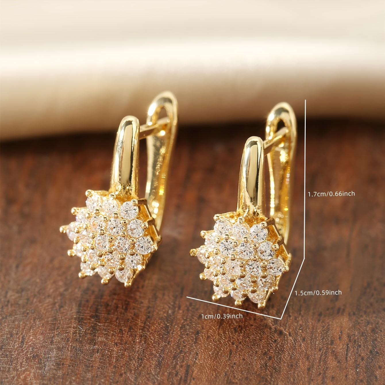 Pendientes de aro de cobre con zirconia cúbica sintética para hombres y mujeres, diseño floral para todas las estaciones