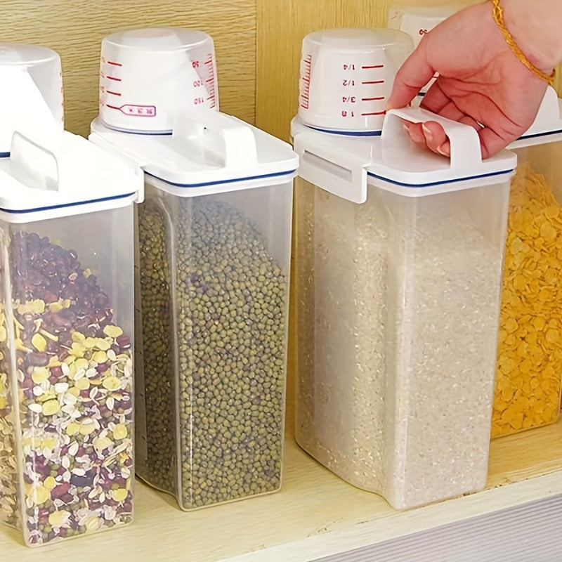 Large Capacity Cereal Storage Container with Measuring Cup, Moisture-Proof, Insect-Proof