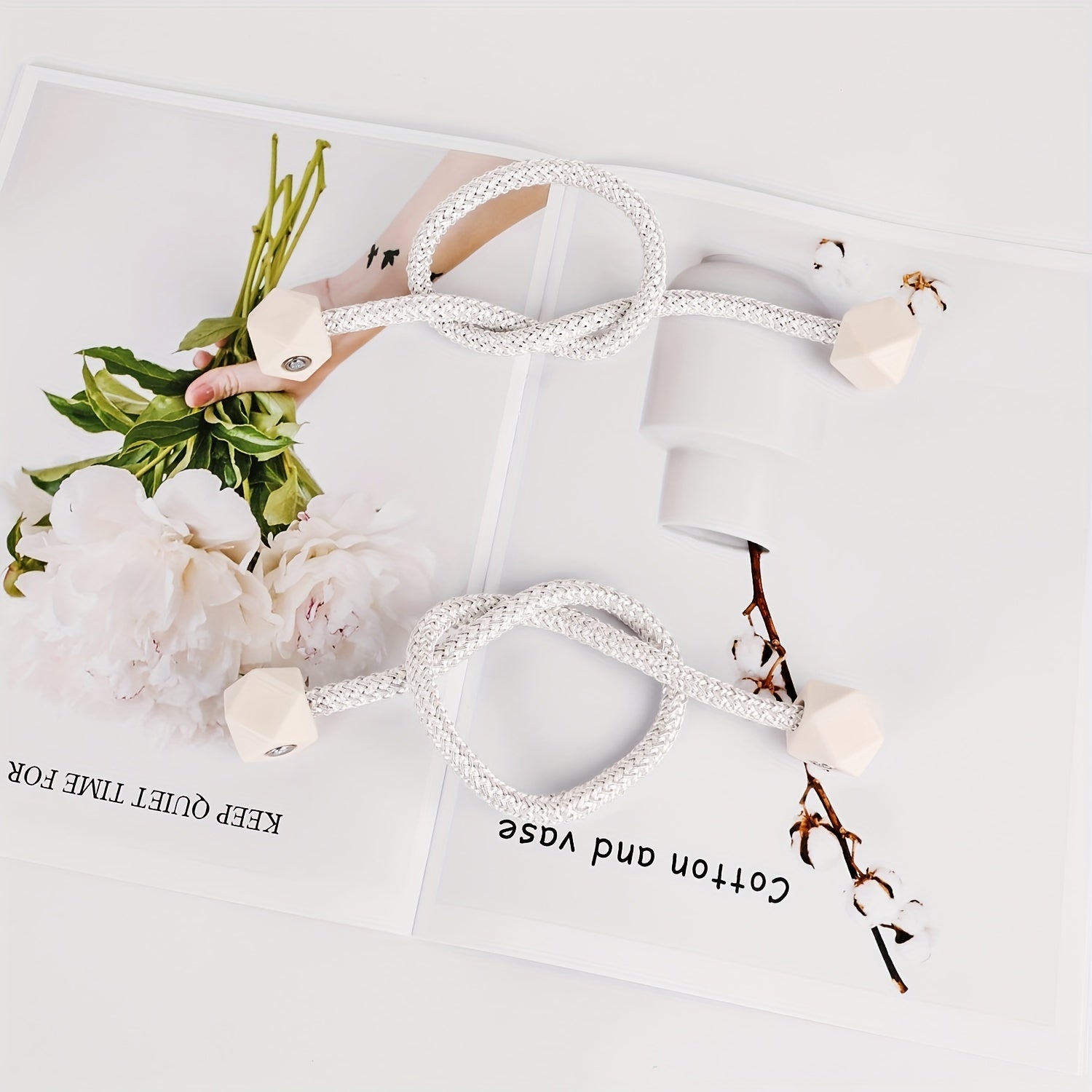 Magnetic Curtain Tiebacks with Thick Twist Rope and Strong Hold for Living Room and Home Decor